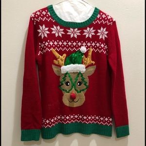 Girls Red and white long sleeve sweater